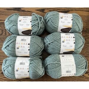 6 Lion Brand Hue & Me Chunky Wool Blend Yarn Skein Skeins Color Agave Bulky 5